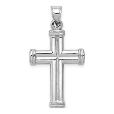 14K White Gold Hollow Cross Pendant