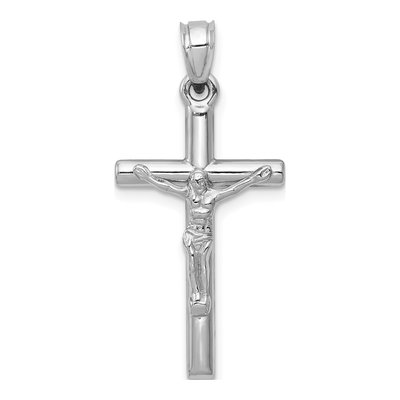 14K White Gold Crucifix Pendant