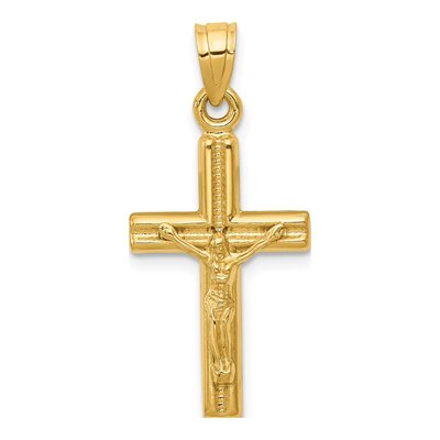 14K Yellow Gold Reversible Crucifix Cross Pendant