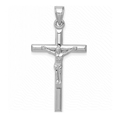 14K White Gold Crucifix Pendant