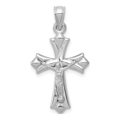 14K White Gold Reversible Crucifix Cross Pendant