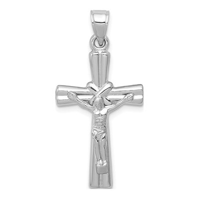 14K White Gold Reversible Crucifix Cross Pendant