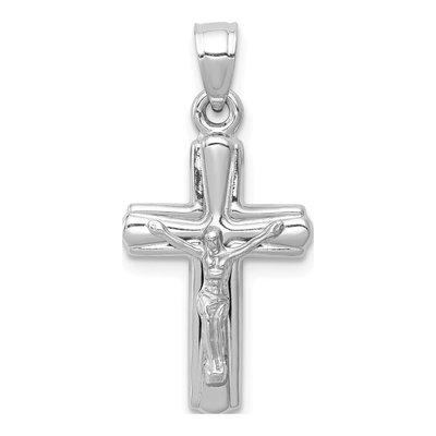 14K White Gold Reversible Crucifix Cross Pendant