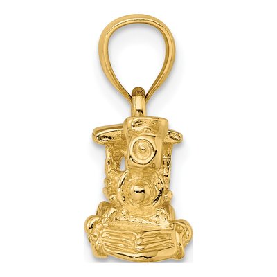 14K Yellow Gold 3-D Locomotive Train Charm – view 3