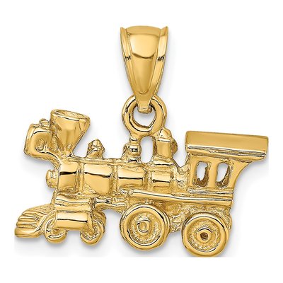 14K Yellow Gold 3-D Locomotive Train Charm – view 5