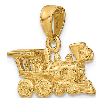 14K Yellow Gold 3-D Locomotive Train Charm – view 6