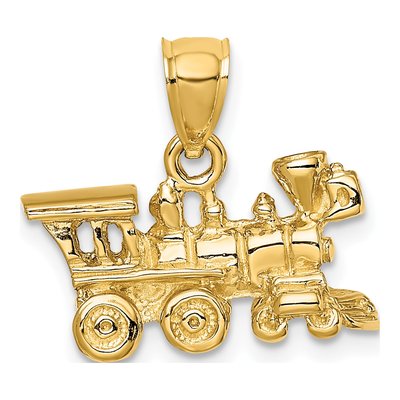 14K Yellow Gold 3-D Locomotive Train Charm