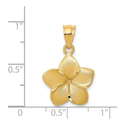 14K Yellow Gold Diamond-Cut Plumeria Pendant – view 4