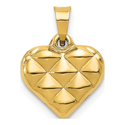 14K Yellow Gold 3-D Heart Pendant