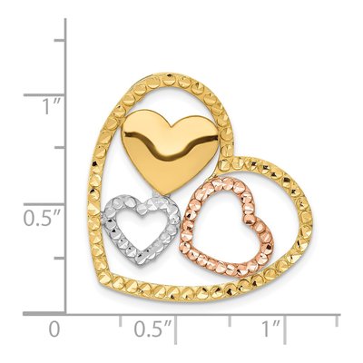 14K Two-Tone Gold Triple Heart Slide Pendant – view 4