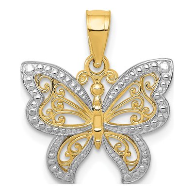 14K Yellow Gold Butterfly Pendant