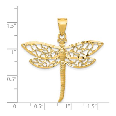 14K Yellow Gold Diamond-Cut Dragonfly Pendant – view 4