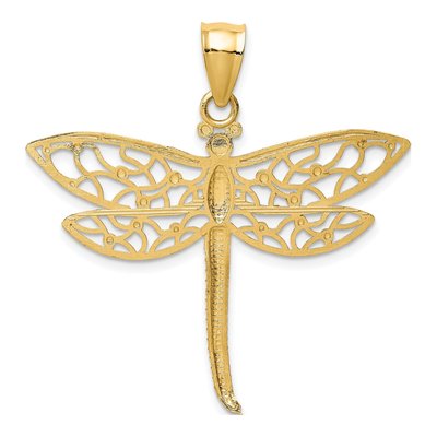 14K Yellow Gold Diamond-Cut Dragonfly Pendant – view 5