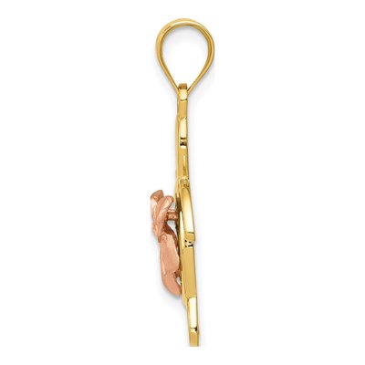 14K Two-Tone Gold Plumeria Turtle Pendant – view 3