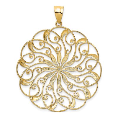 14K Yellow Gold Diamond-Cut Swirl Pendant – view 5