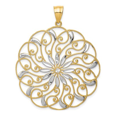 14K Yellow Gold Diamond-Cut Swirl Pendant