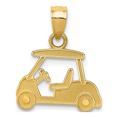14K Yellow Gold Golf Cart Pendant