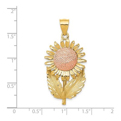 14K Two-Tone Gold Sunflower Pendant – view 4