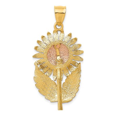 14K Two-Tone Gold Sunflower Pendant – view 5