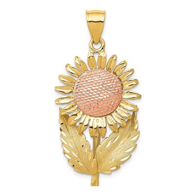 14K Two-Tone Gold Sunflower Pendant