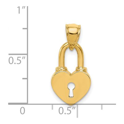 14K Yellow Gold Heart Lock Charm – view 4