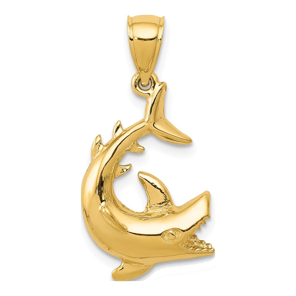 14K Yellow Gold Shark Pendant