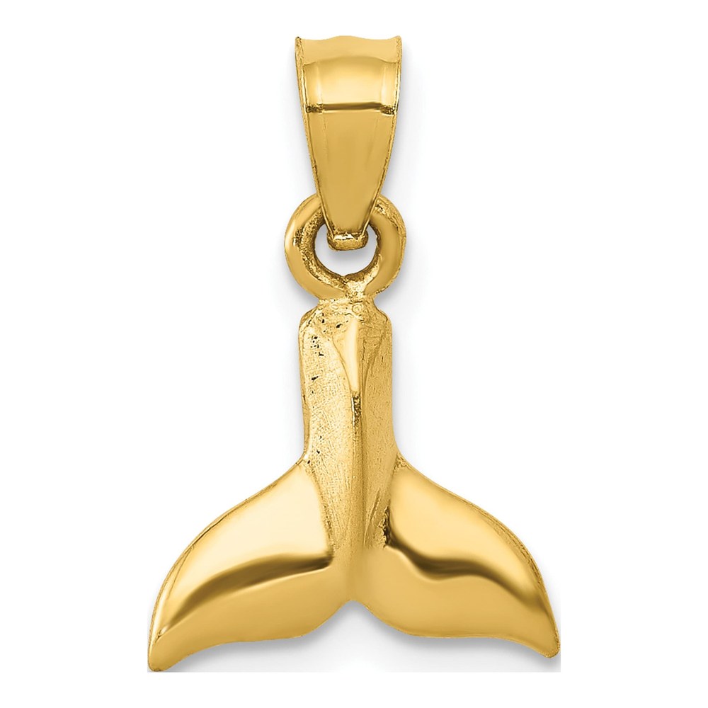 14K Yellow Gold 3-D Whale Tail Pendant