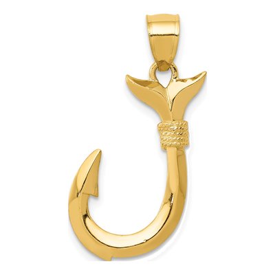 14K Yellow Gold Whale Tail Pendant