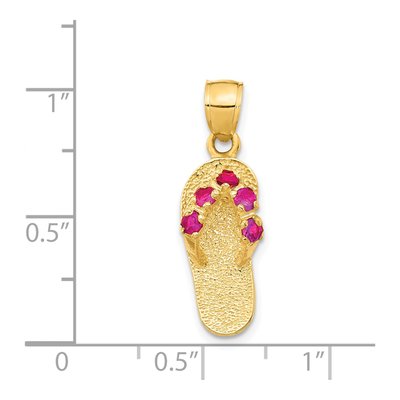 14K Yellow Gold CZ 3D January Birthstone Flip Flop Pendant – view 4