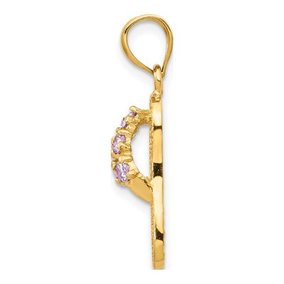 14K Yellow Gold CZ February Birthstone Flip Flop Pendant – view 3