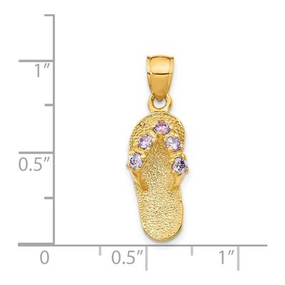14K Yellow Gold CZ February Birthstone Flip Flop Pendant – view 4
