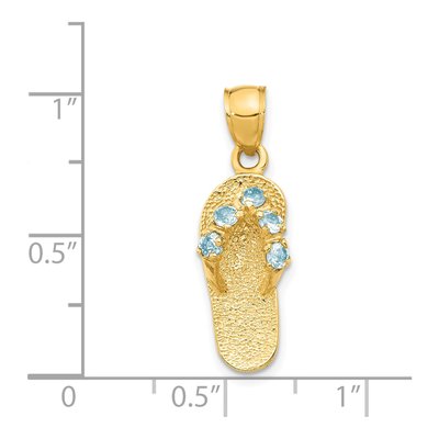 14K Yellow Gold CZ March Birthstone Flip Flop Pendant – view 4