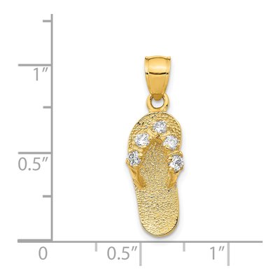 14K Yellow Gold CZ April Flip Flop Pendant – view 4