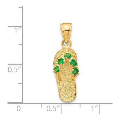 14K Yellow Gold CZ May Birthstone Flip Flop Pendant – view 4