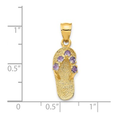 14K Yellow Gold CZ June Birthstone Flip Flop Pendant – view 4