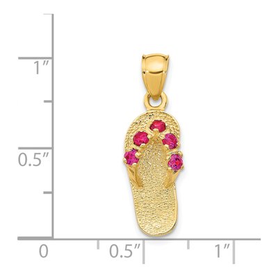 14K Yellow Gold CZ July Birthstone Flip Flop Pendant – view 4