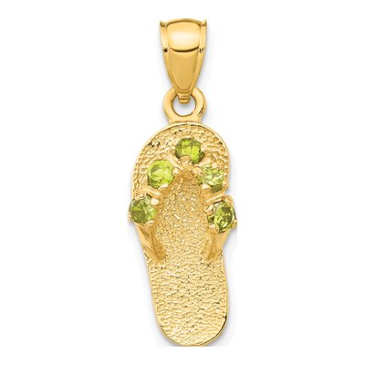 14K Yellow Gold CZ Flip Flop Birthstone Pendant