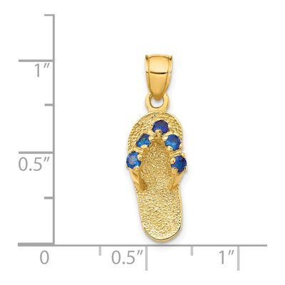 14K Yellow Gold CZ September Birthstone Flip Flop Pendant – view 4