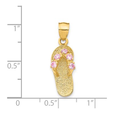 14K Yellow Gold CZ October Birthstone Flip Flop Pendant – view 4