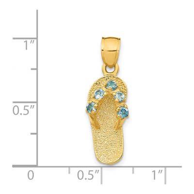 14K Yellow Gold CZ December Birthstone Flip Flop Pendant – view 4