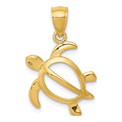14K Yellow Gold Open Turtle Pendant
