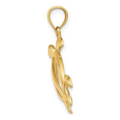 14K Yellow Gold Large Open Turtle Pendant – view 3
