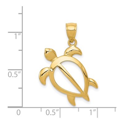 14K Yellow Gold Large Open Turtle Pendant – view 4