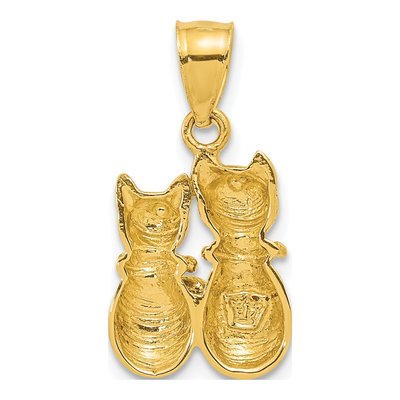 14K Yellow Gold Big Little Cats Pendant – view 4