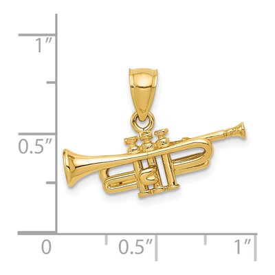 14K Yellow Gold 3-D Trumpet Pendant – view 4