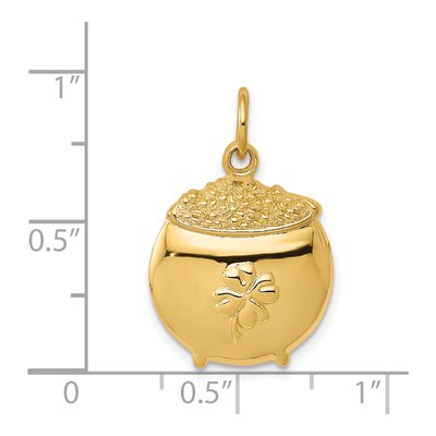 14K Yellow Gold Pot of Clover Pendant – view 4