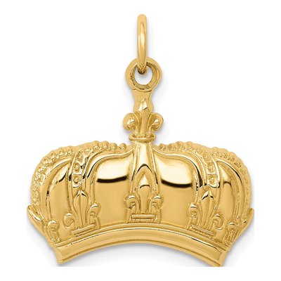 14K Yellow Gold Fleur de Lis Crown Charm