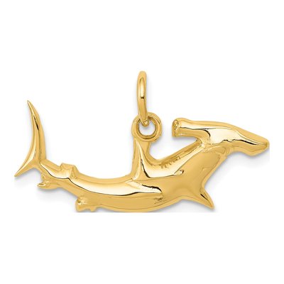 14K Yellow Gold Hammerhead Shark Pendant