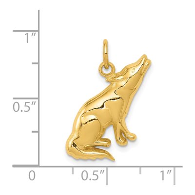 14K Yellow Gold Howling Wolf Pendant – view 4