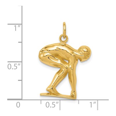 14K Yellow Gold Swimmer Diver Pendant – view 4